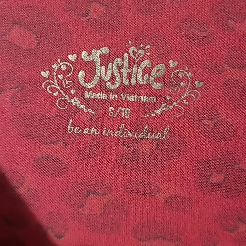 Justice Girls size 10 pink and black animal print sparkly necklace ruffled shirt